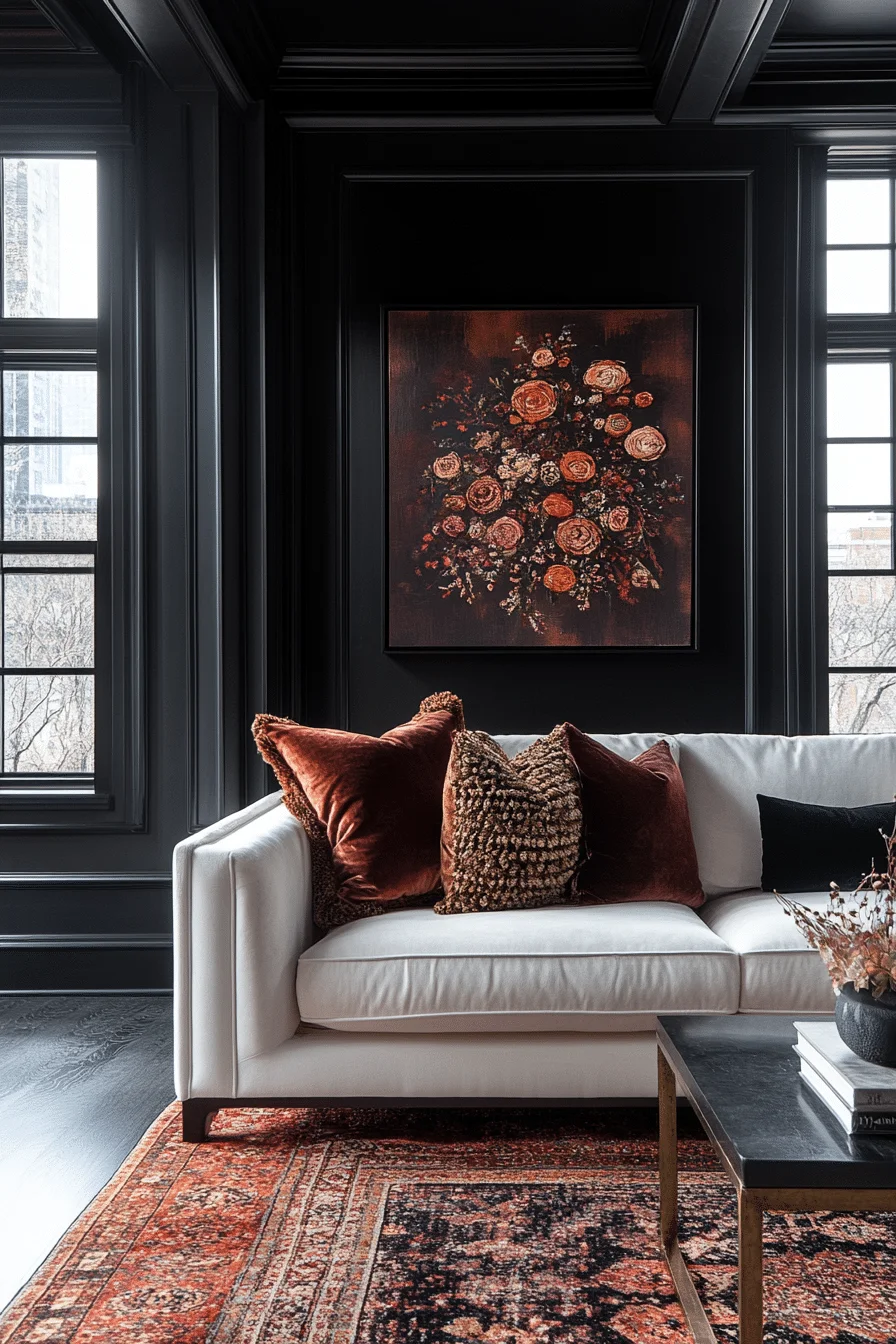 luxe boho mid century modern living room