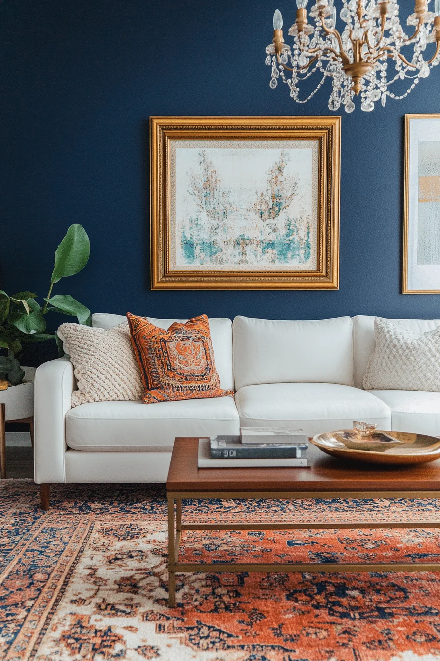 glam boho mid century modern living room