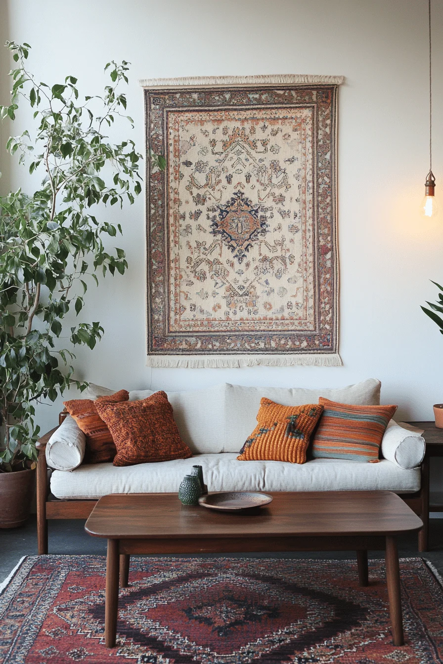 boho modernist mid century modern living room