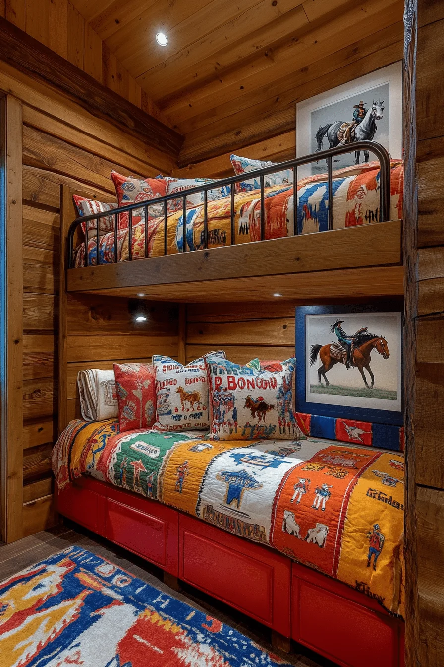 rodeo inspired bunkhouse bedroom