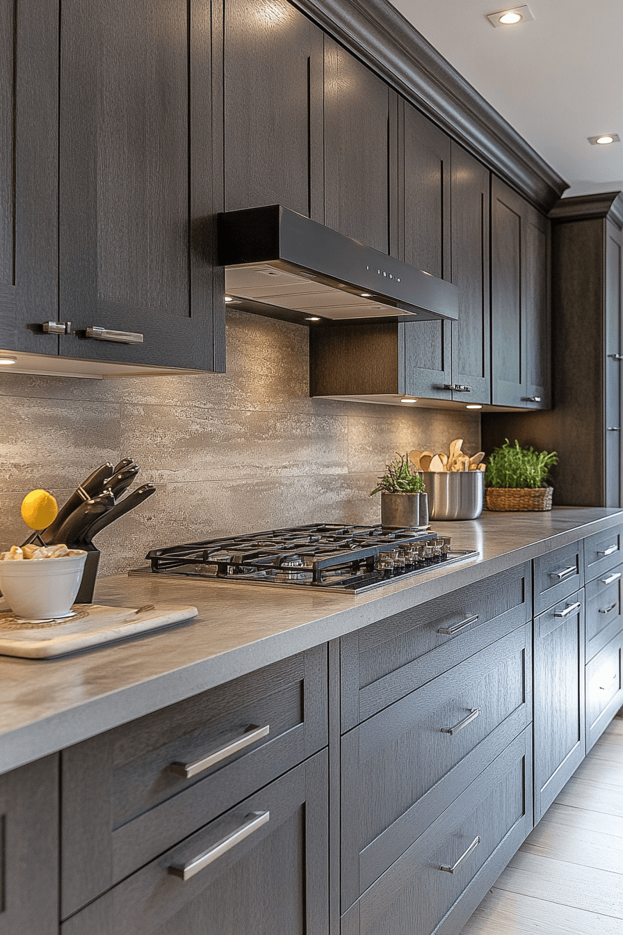 dark taupe kitchen cabinets