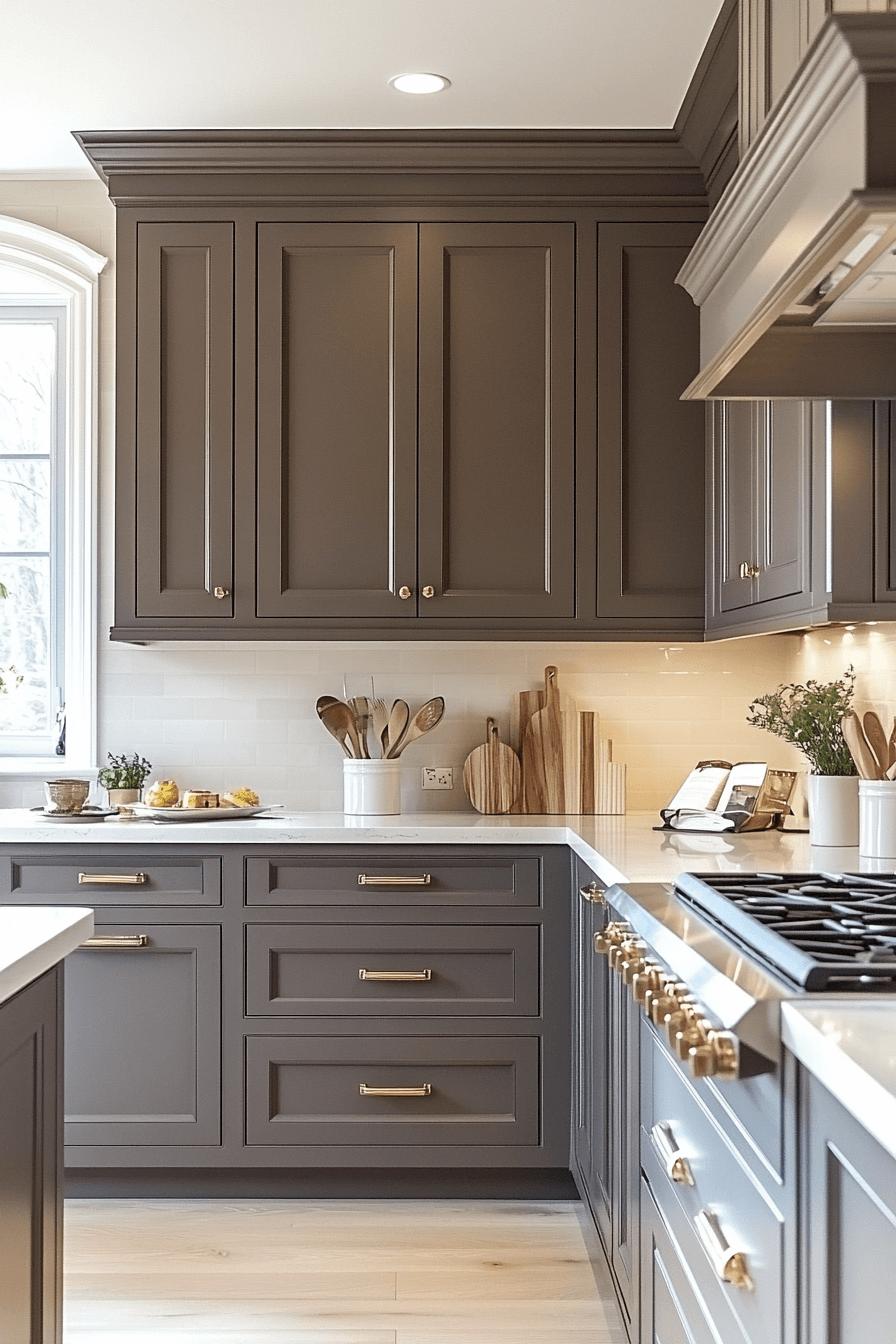 dark taupe kitchen cabinets