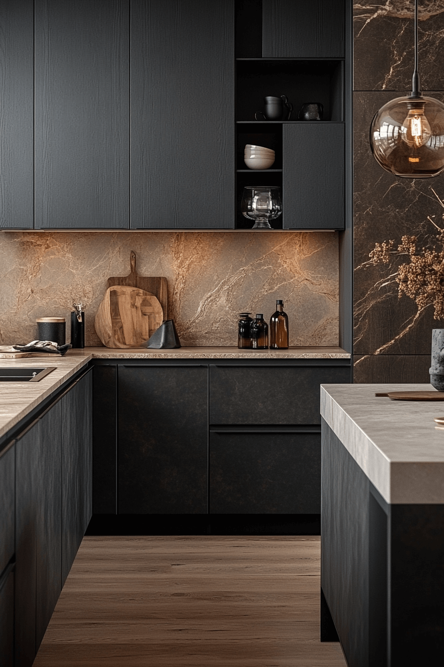 dark taupe kitchen cabinets