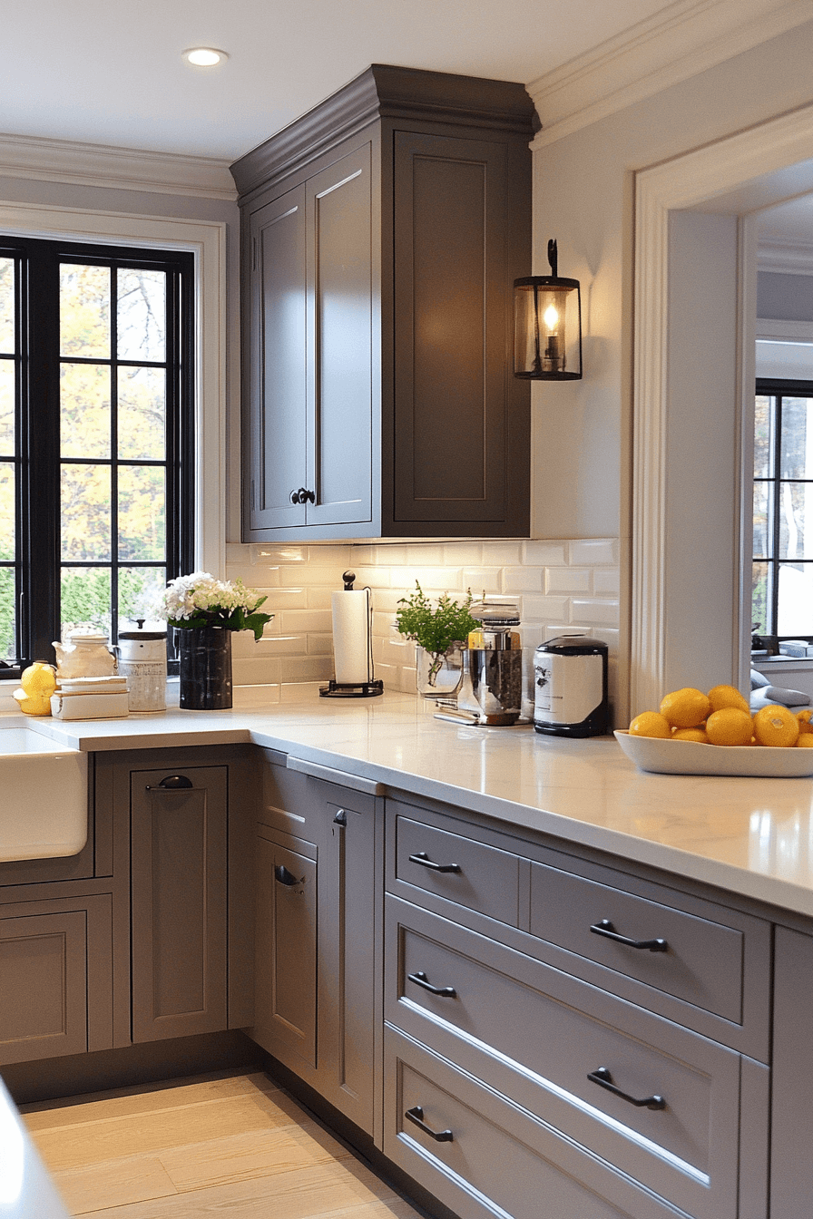 dark taupe kitchen cabinets