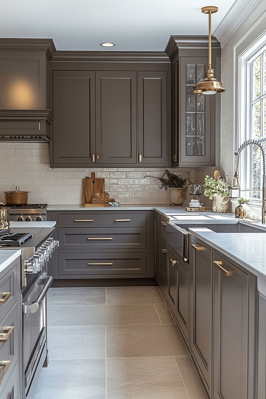 dark taupe kitchen cabinets