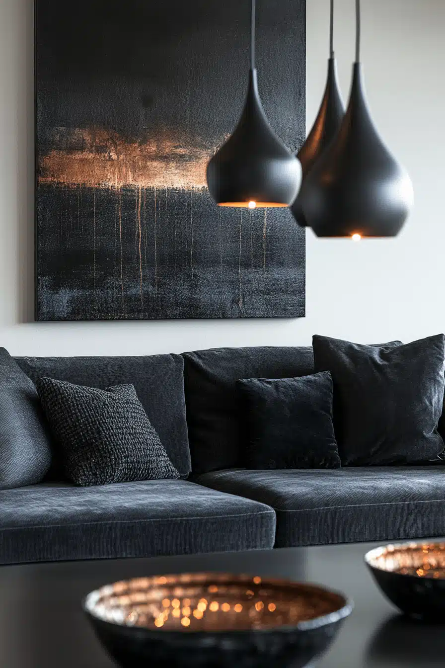 dark gray couch living room
