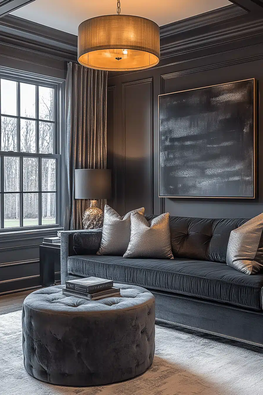 dark gray couch living room