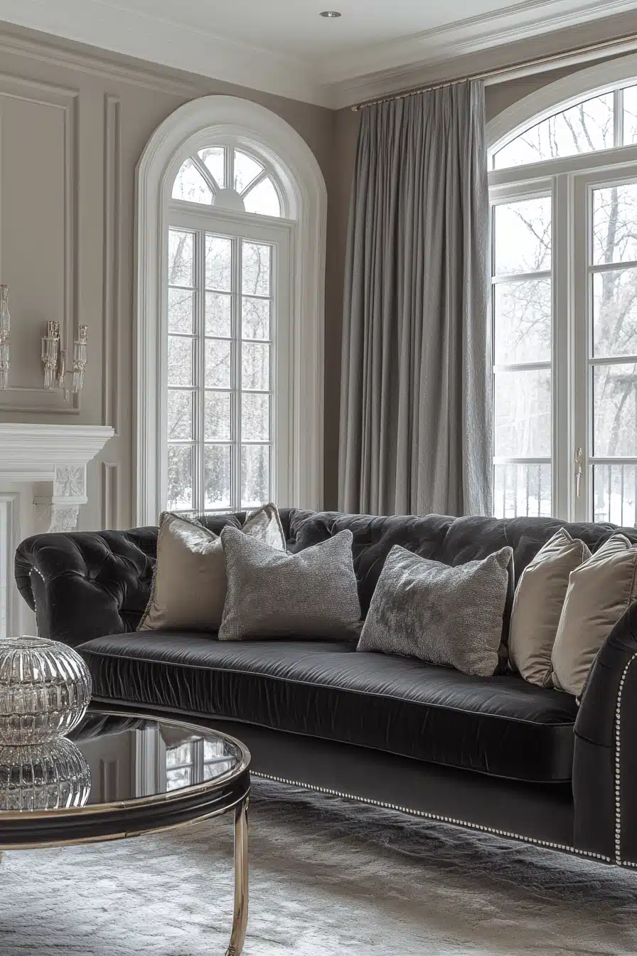dark gray couch living room