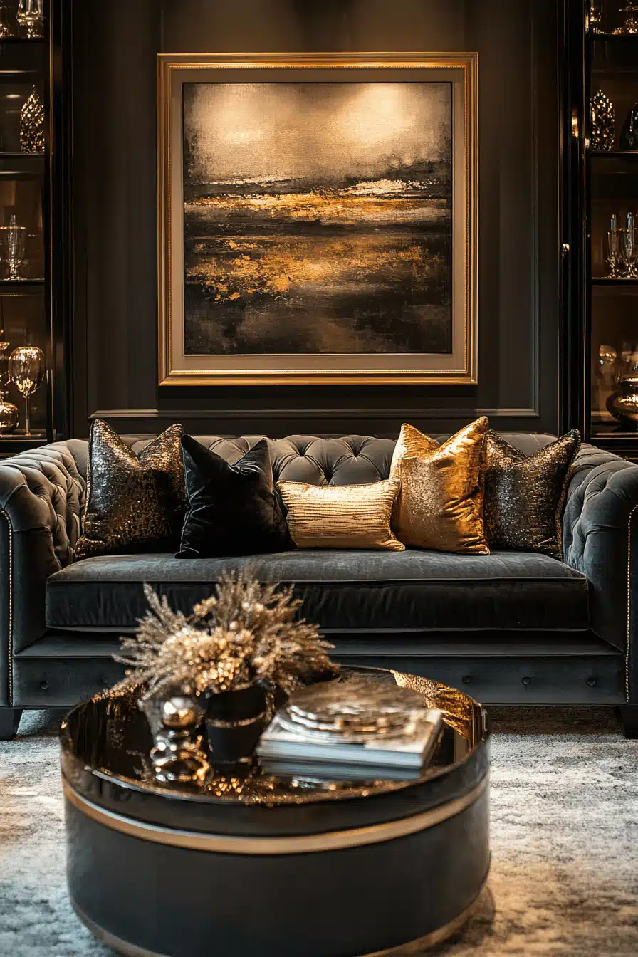 dark gray couch living room