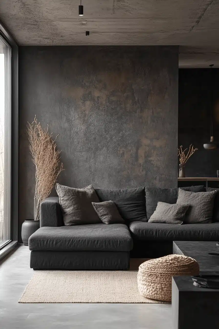dark gray couch living room