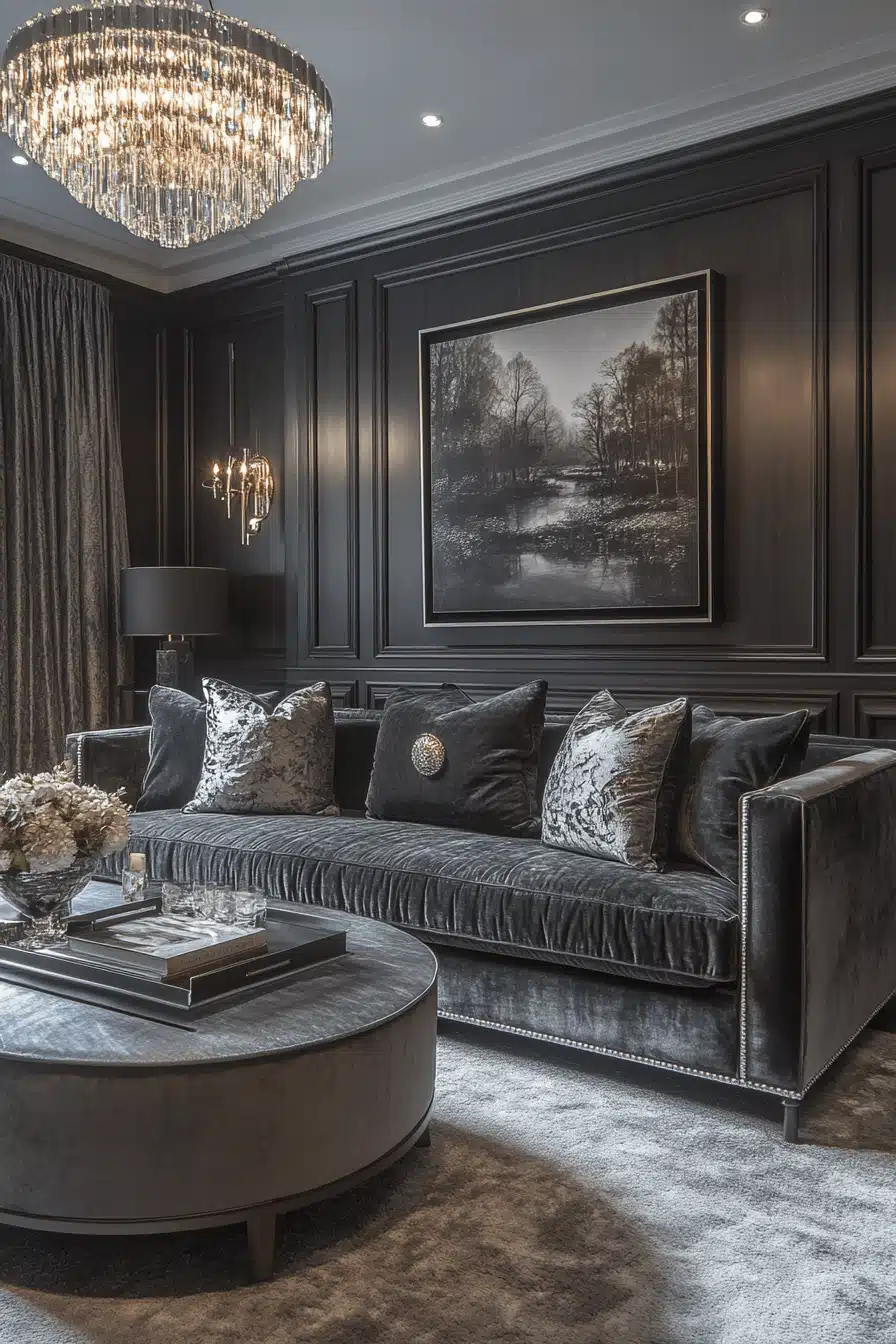 dark gray couch living room