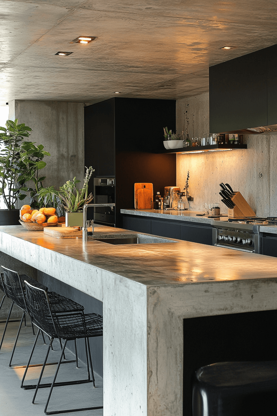 polished concrete kitchen countertops