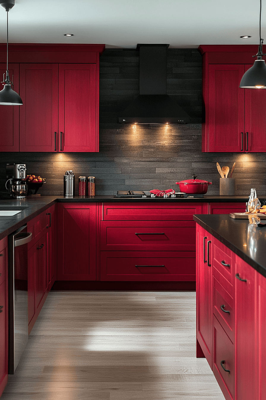ruby red oak kitchen cabinets