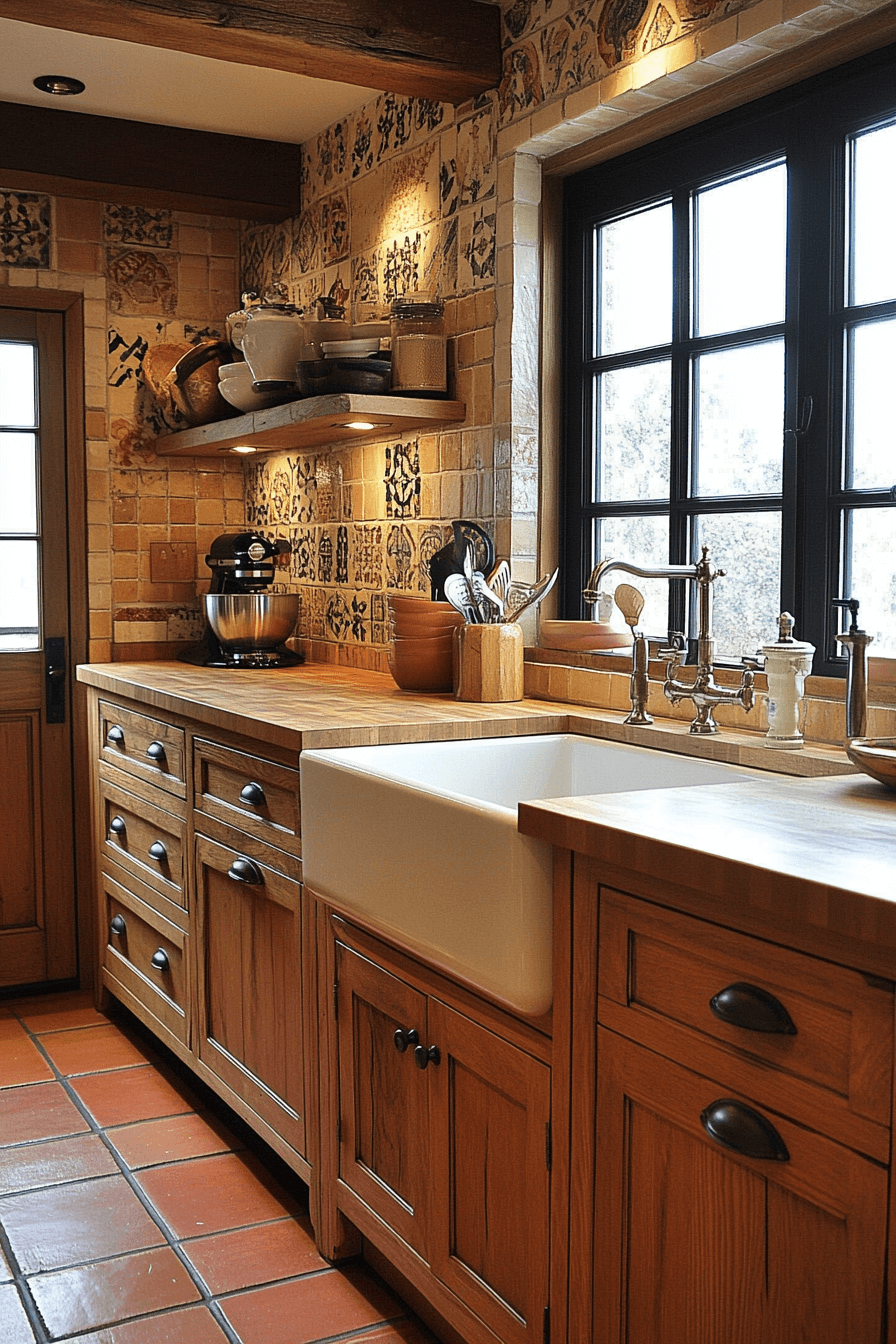 spicy red oak kitchen cabinets