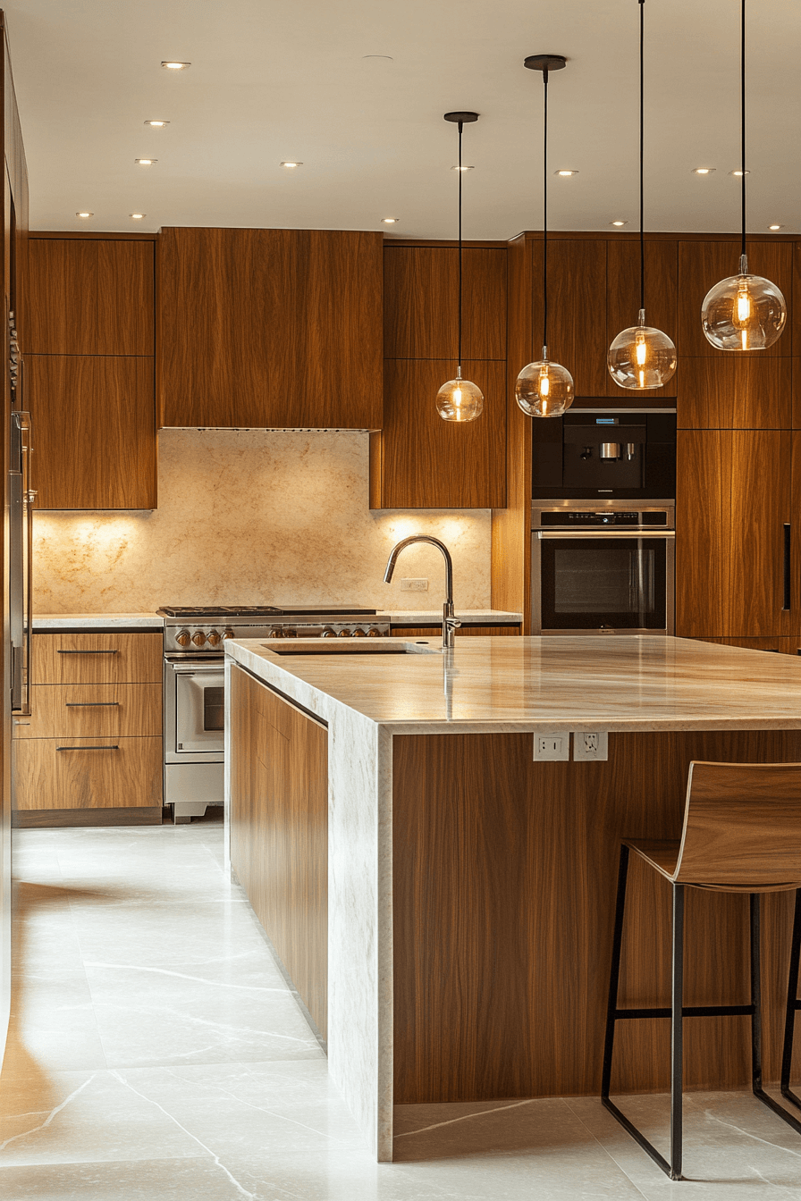 warm wood kitchen cabinets