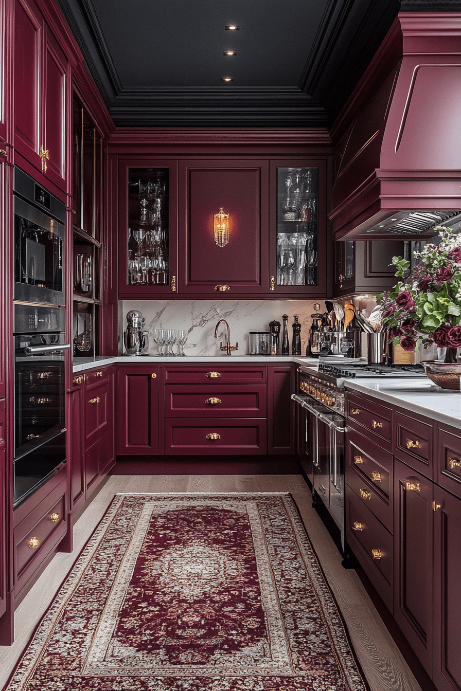 burgundy kitchen cabinets
