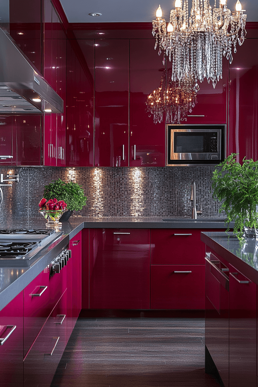 burgundy kitchen cabinets