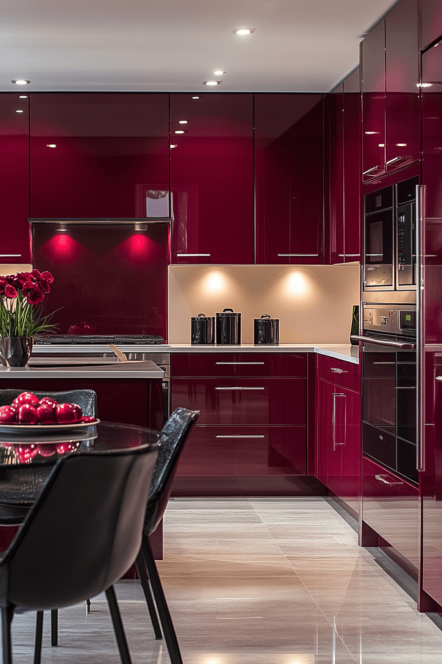 burgundy kitchen cabinets