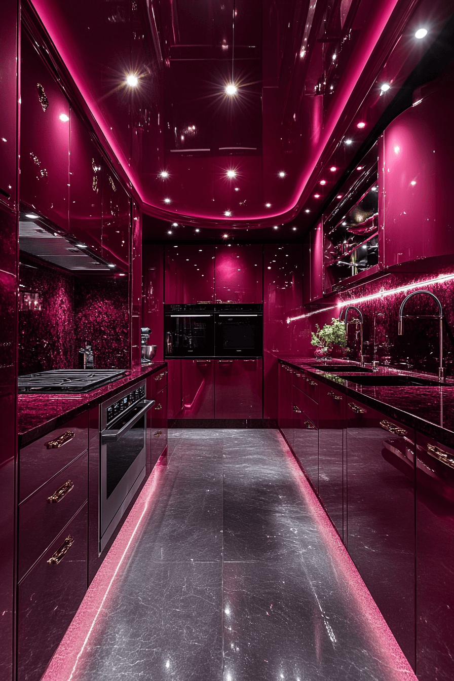 burgundy kitchen cabinets