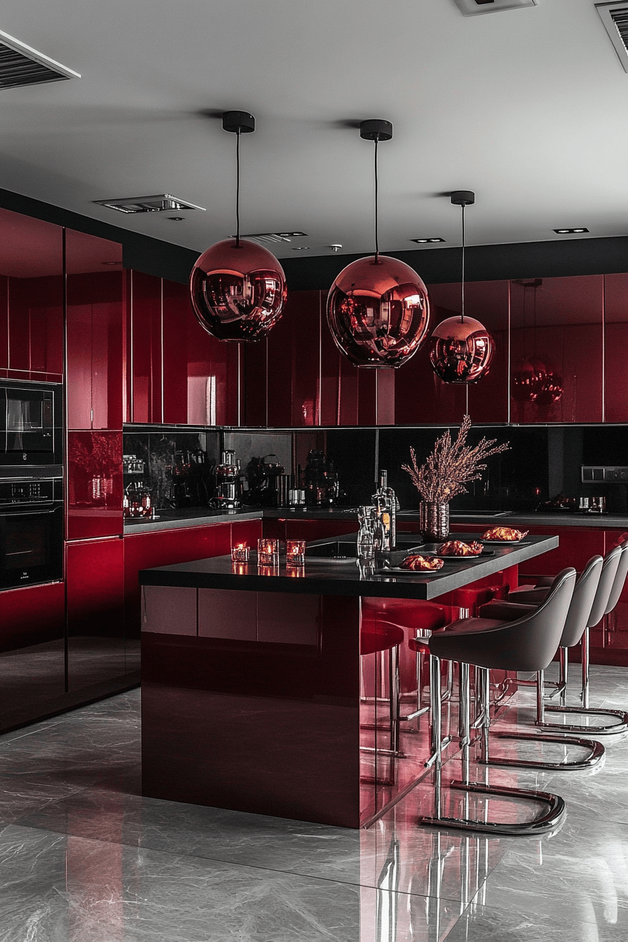 burgundy kitchen cabinets