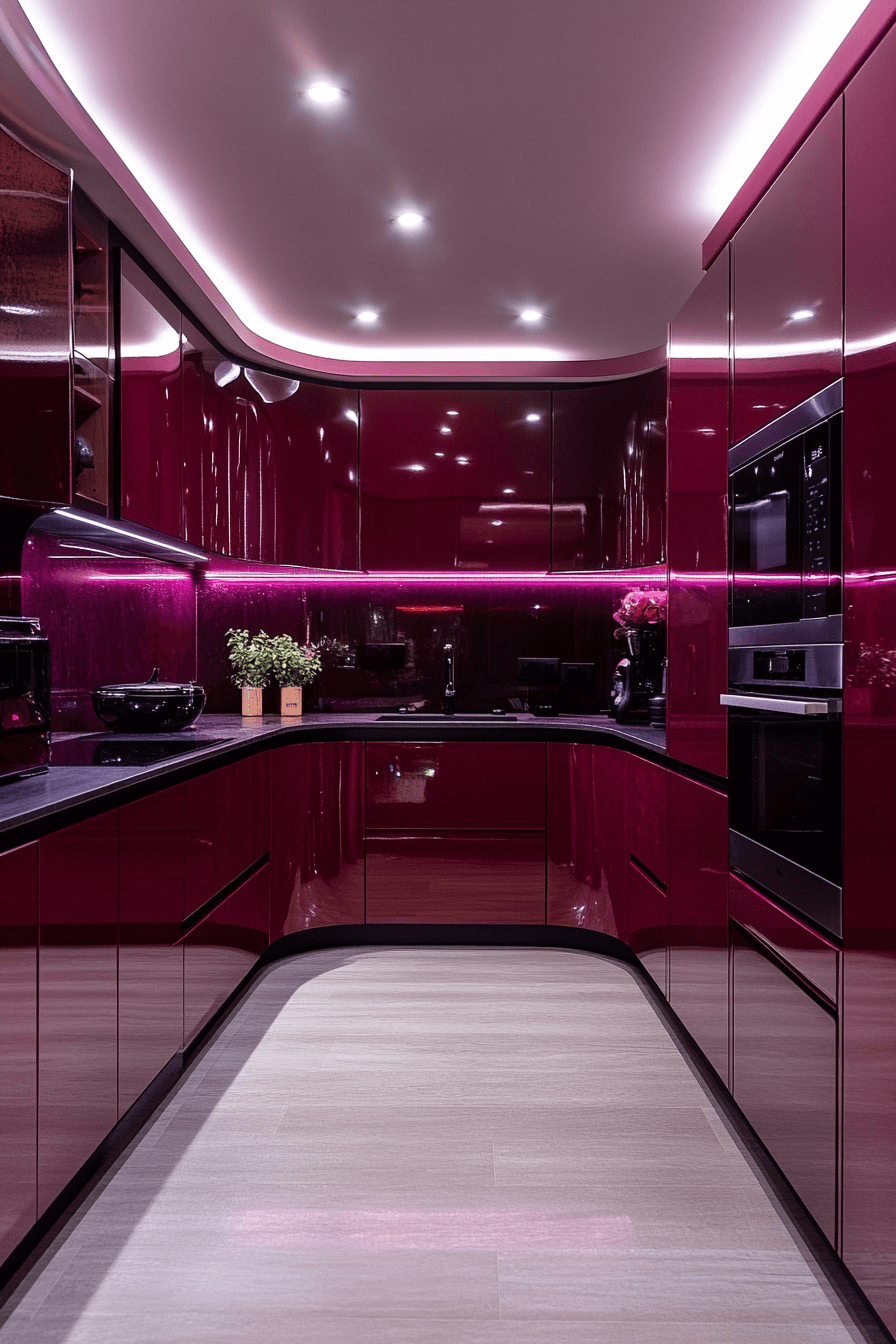 burgundy kitchen cabinets