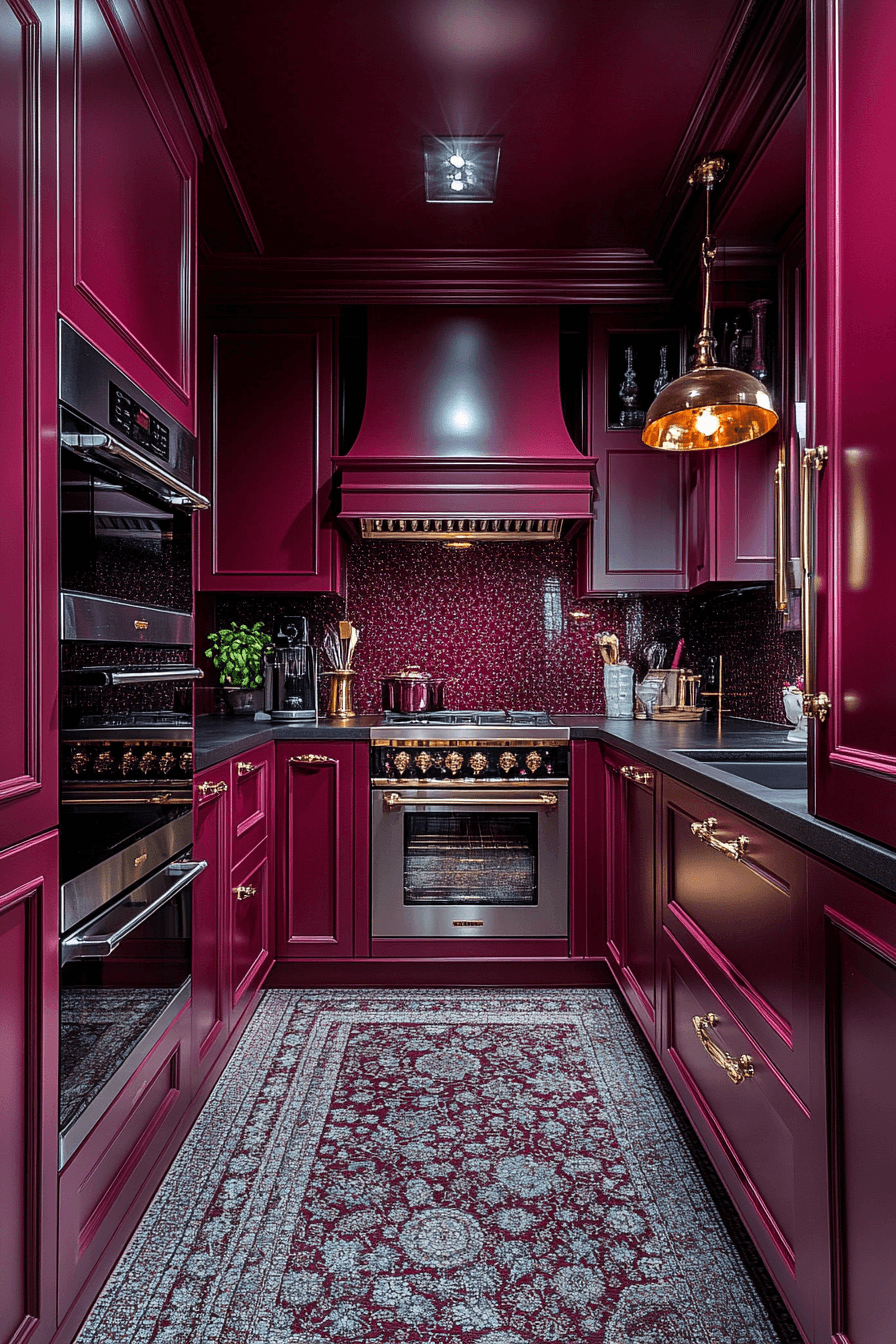 burgundy kitchen cabinets