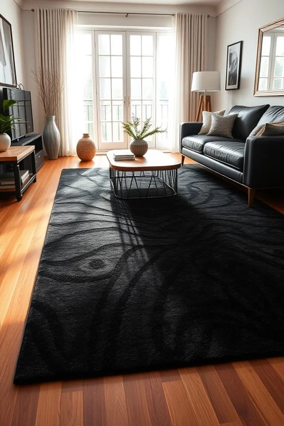 elegant black and wood rugs