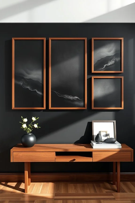 bold black wood displays