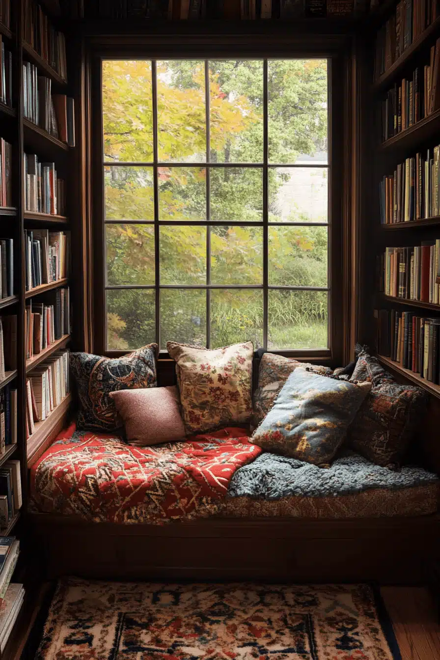 snug reading nook library