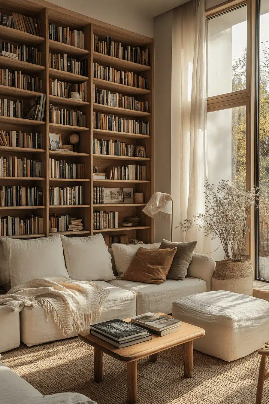 scandinavian home library design
