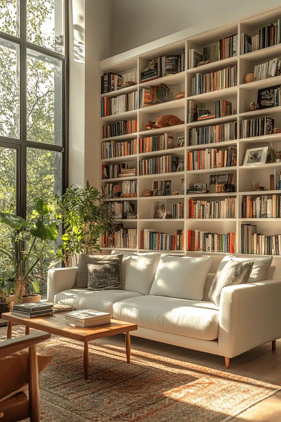 floating shelf home library