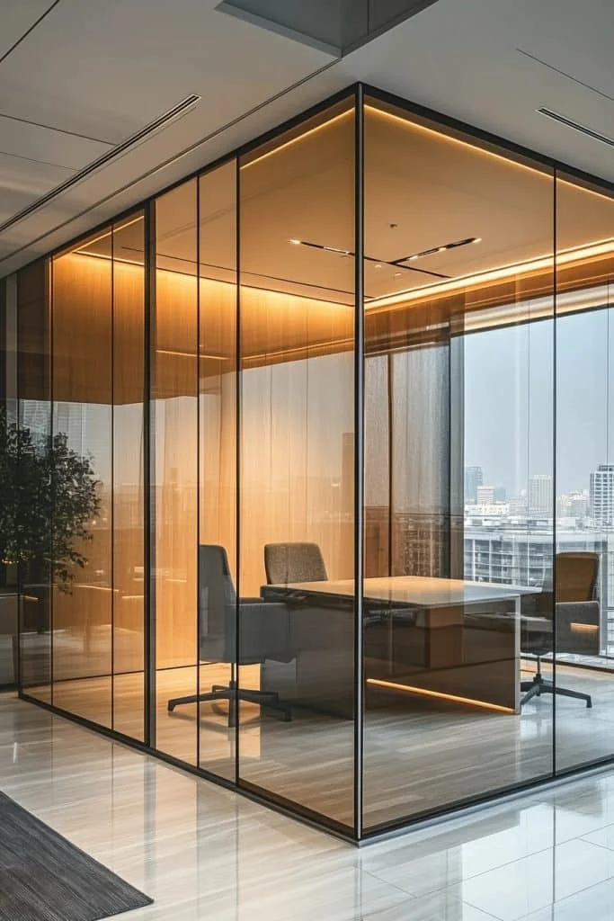 Minimalist Glass Cube Office