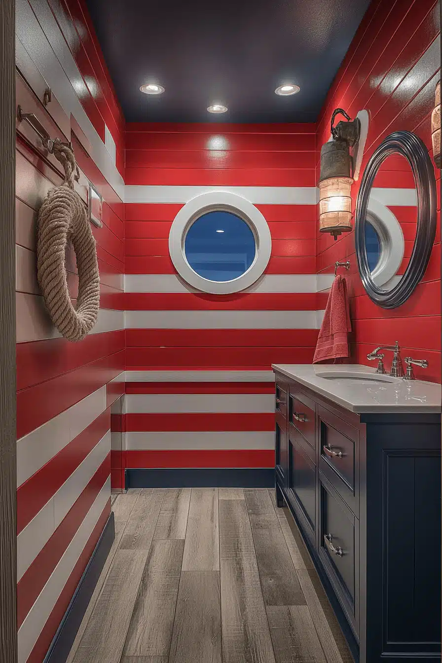 lighthouse look coastal bathroom
