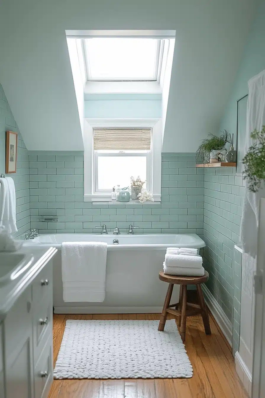 seafoam green coastal bathroom