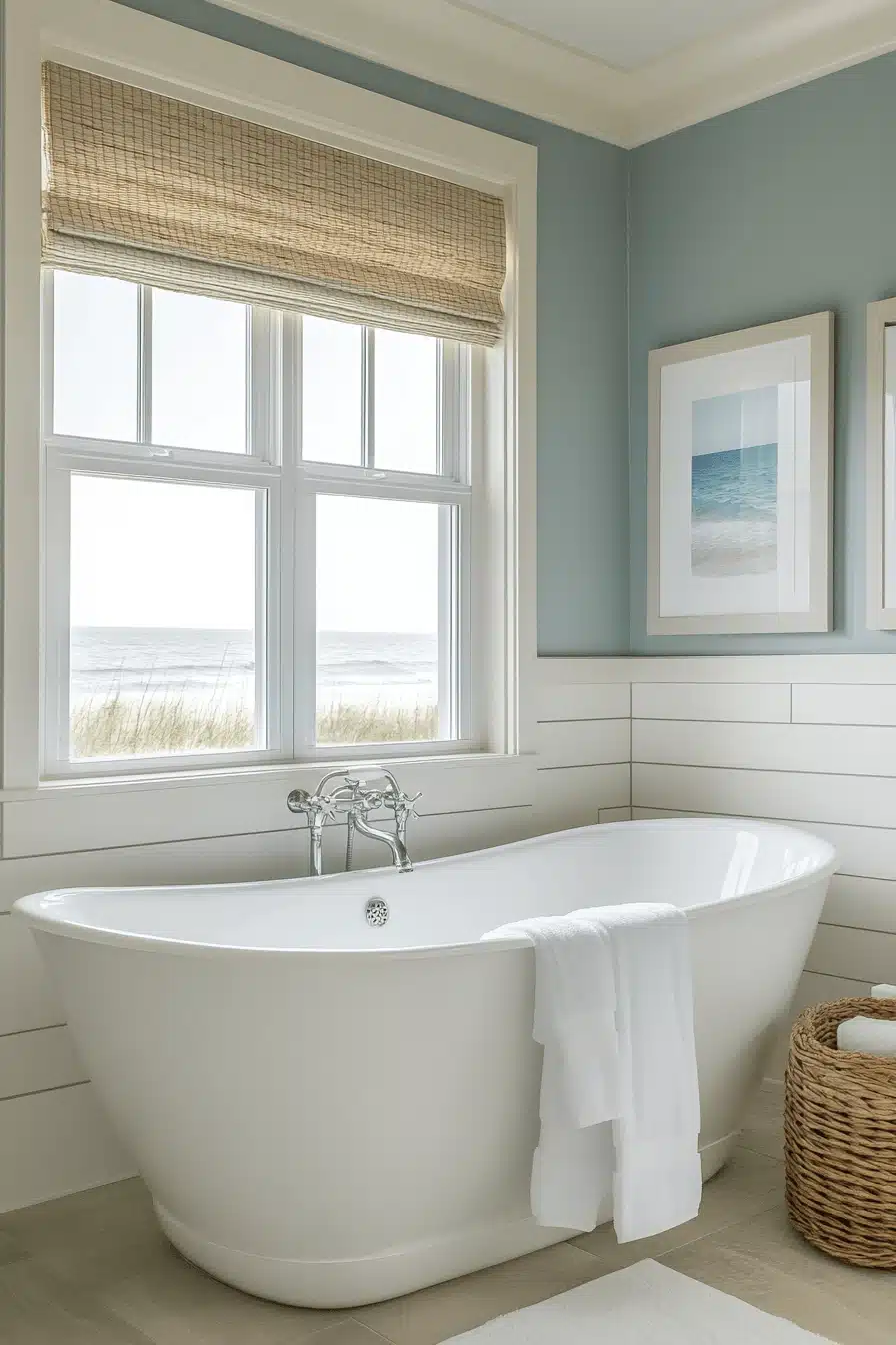 relaxed beach house coastal bathroom