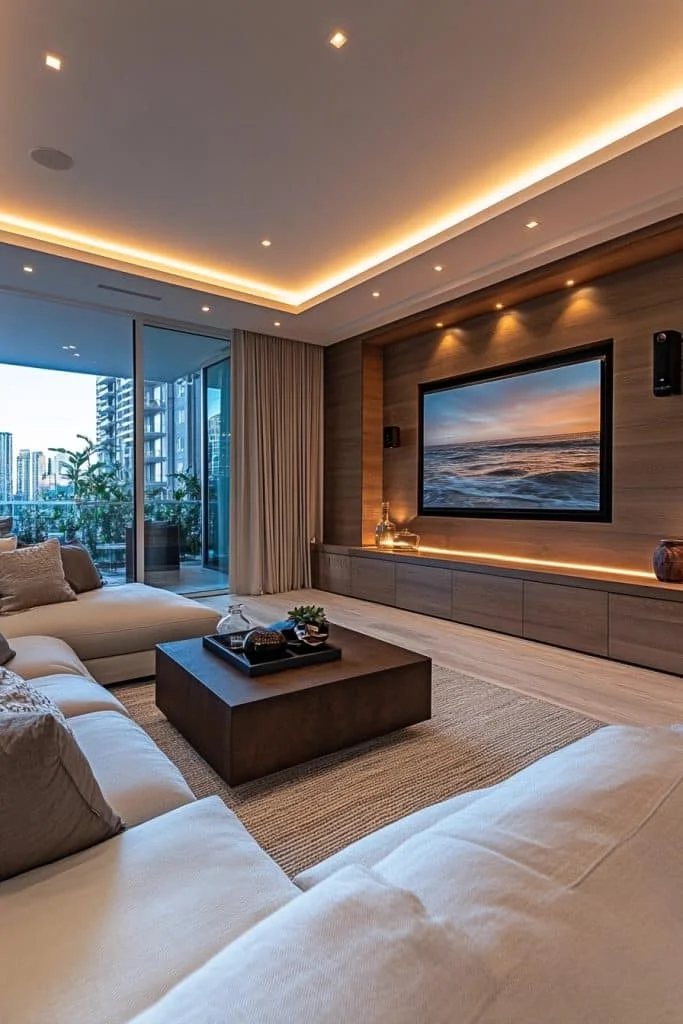 Contemporary Living Rooms with Built-In Entertainment Systems