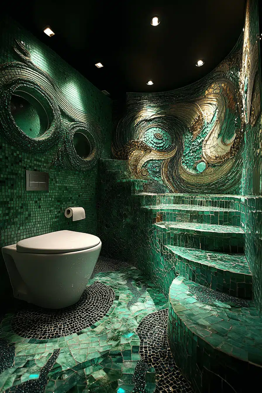 sea glass tile coastal bathroom