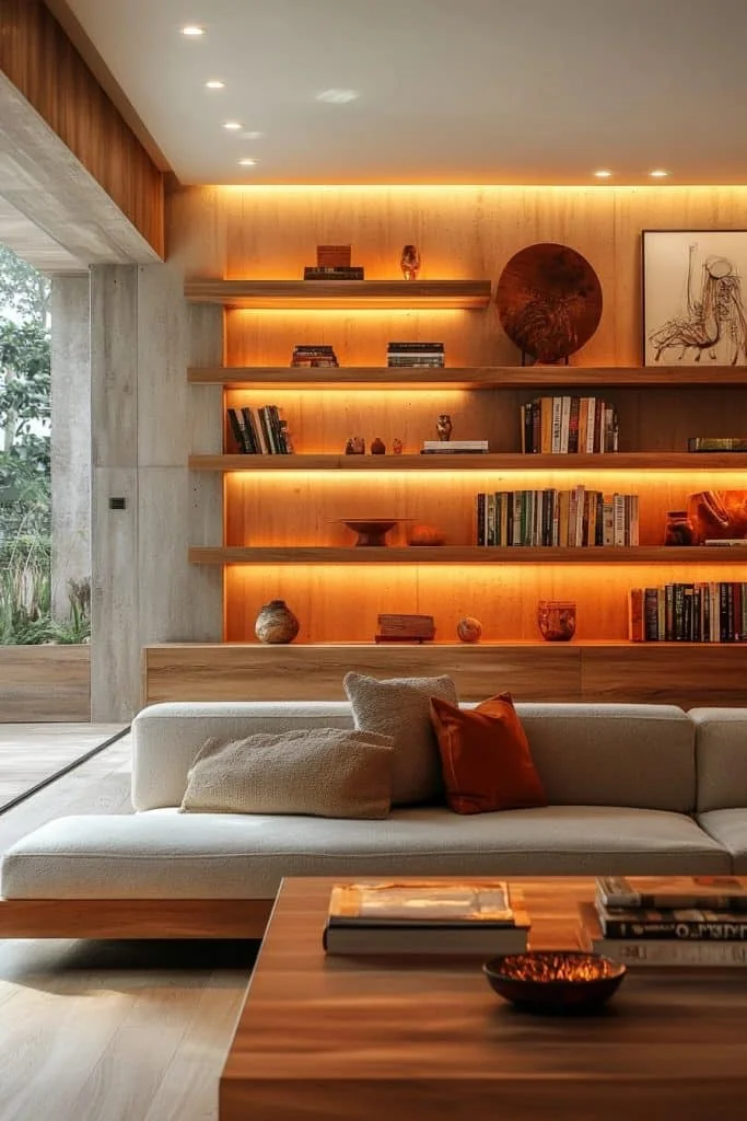 Contemporary Living Rooms with Modern Shelving