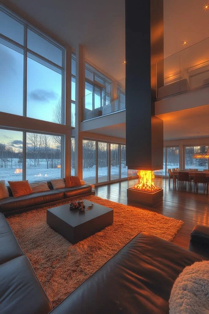 Contemporary Glass Fireplace Enclosure