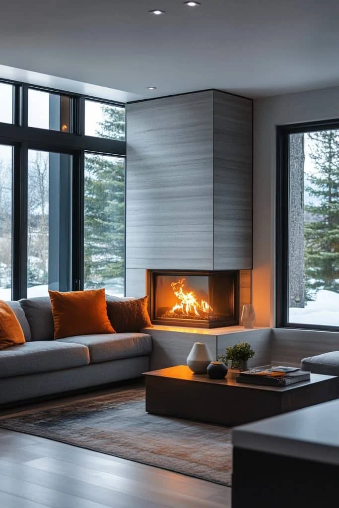 Chic Corner Fireplace Design