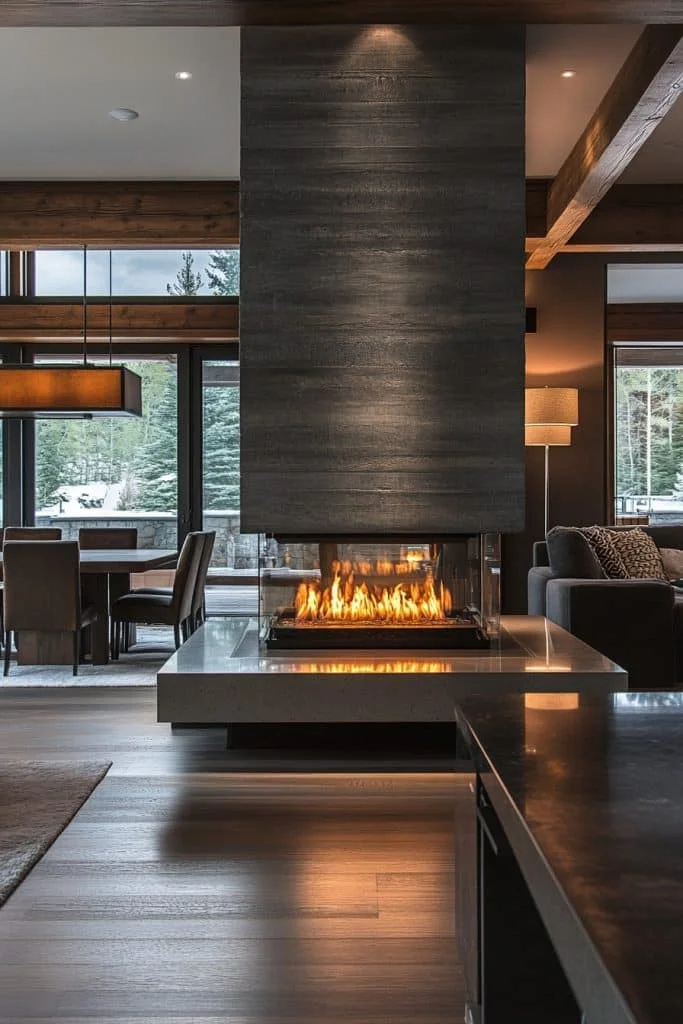 Double-Sided Fireplace Divider