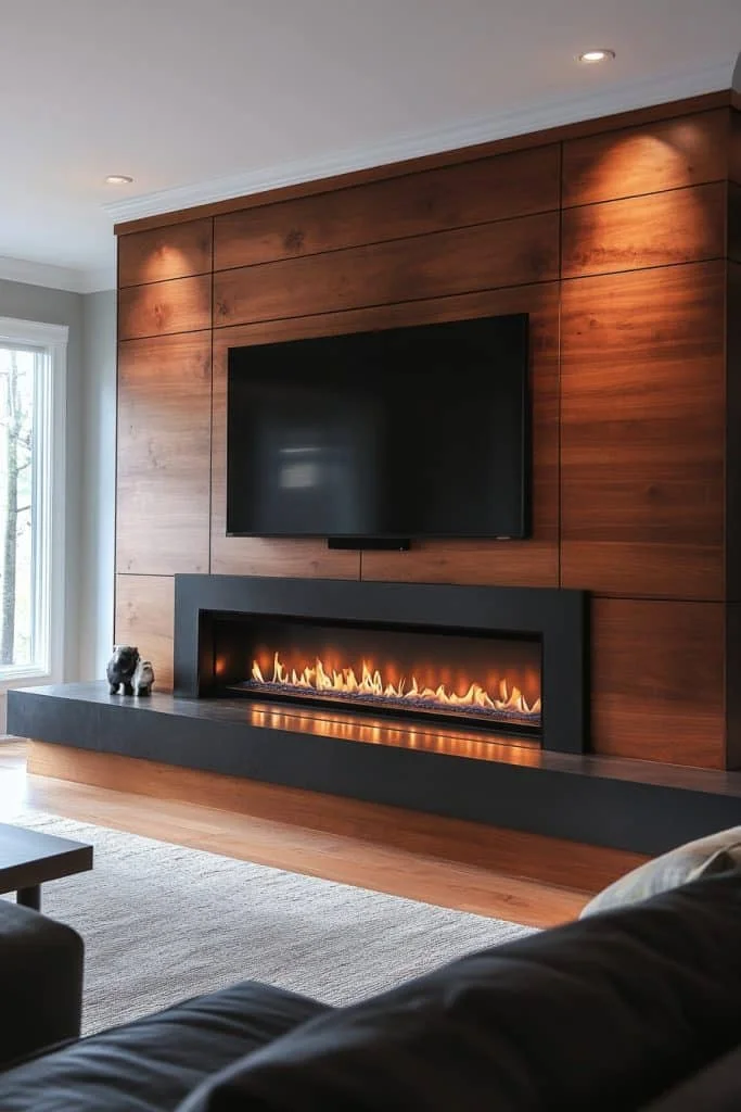 Streamlined Fireplace with Integrated TV