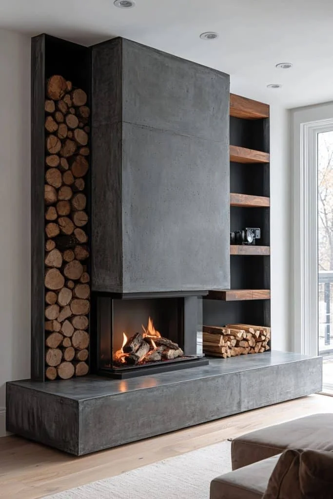 Minimalist Hearth with Hidden Storage