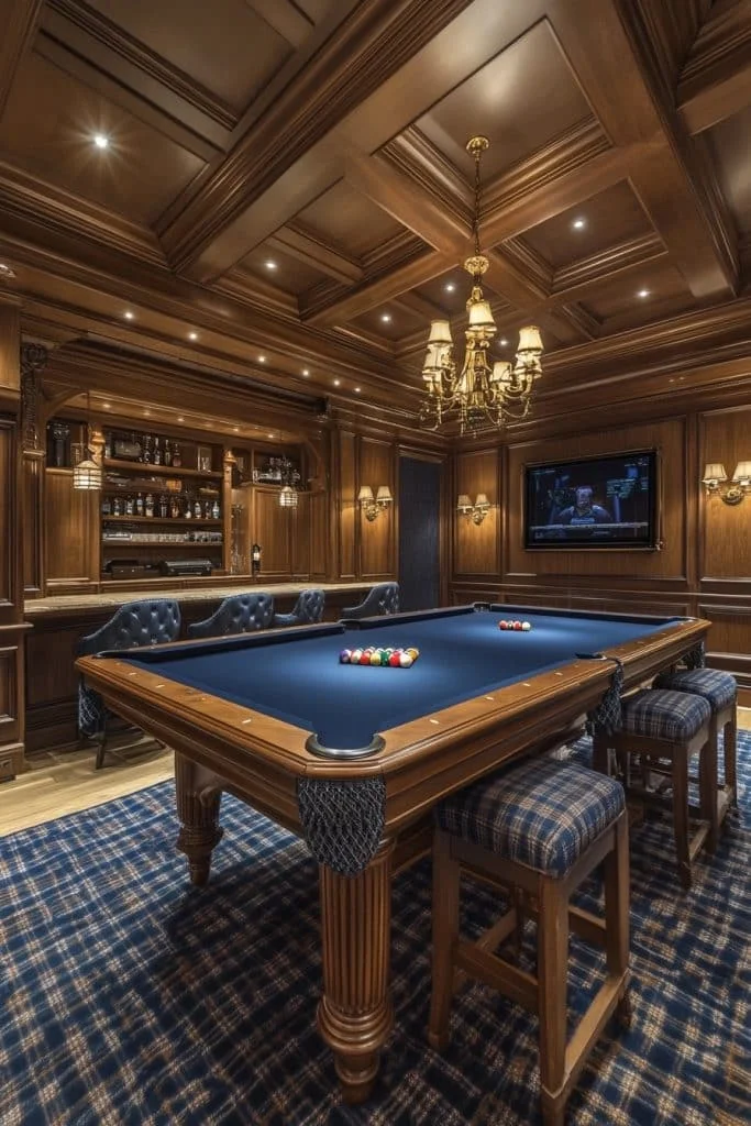 Preppy Game Room with Pool Table