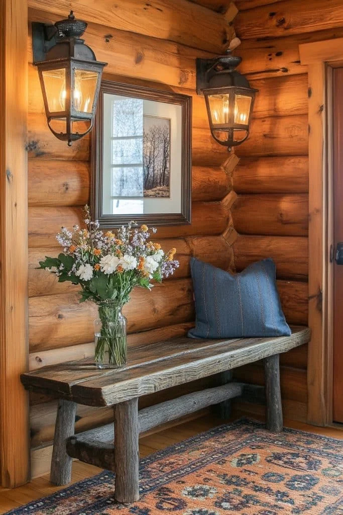 Welcoming Log Home Entryway