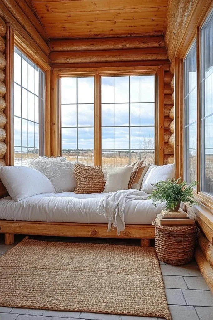 Relaxing Log Home Sunroom