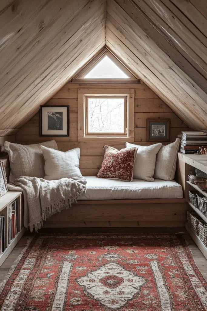 Cozy Log Home Attic