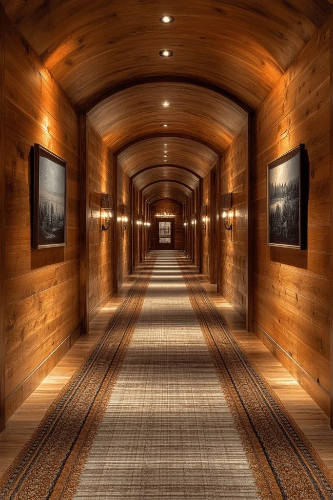 Sophisticated Log Home Hallway