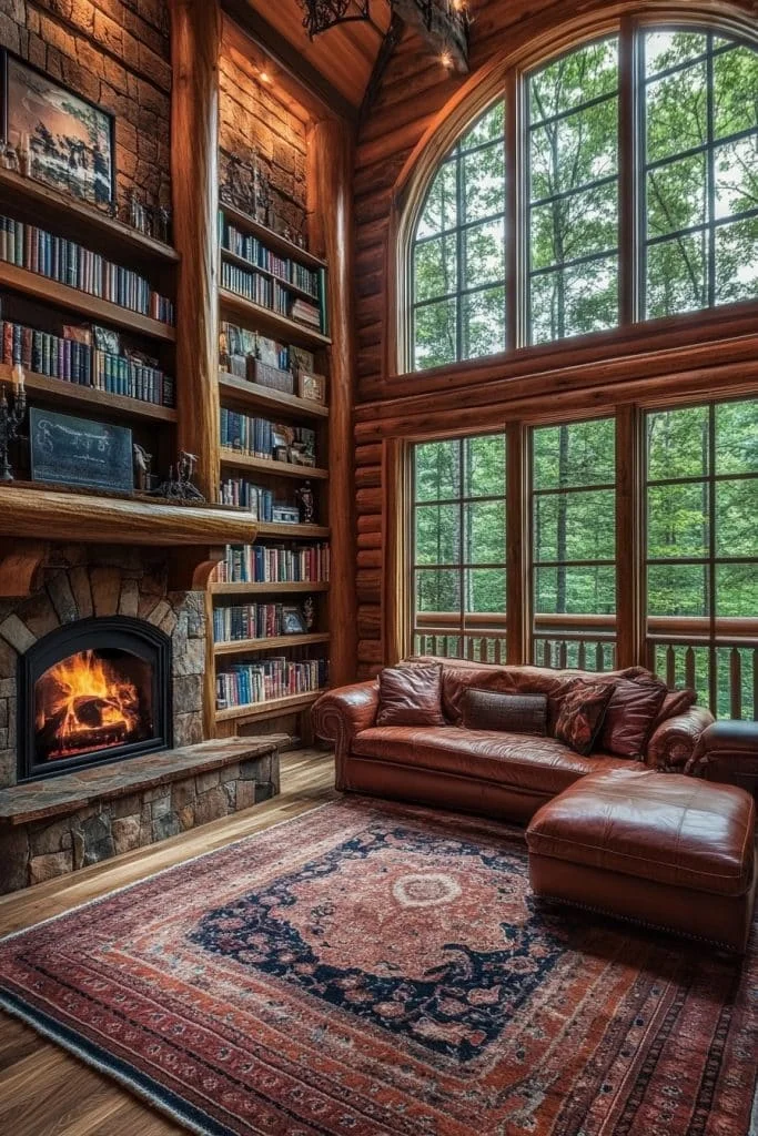 Peaceful Log Home Reading Room