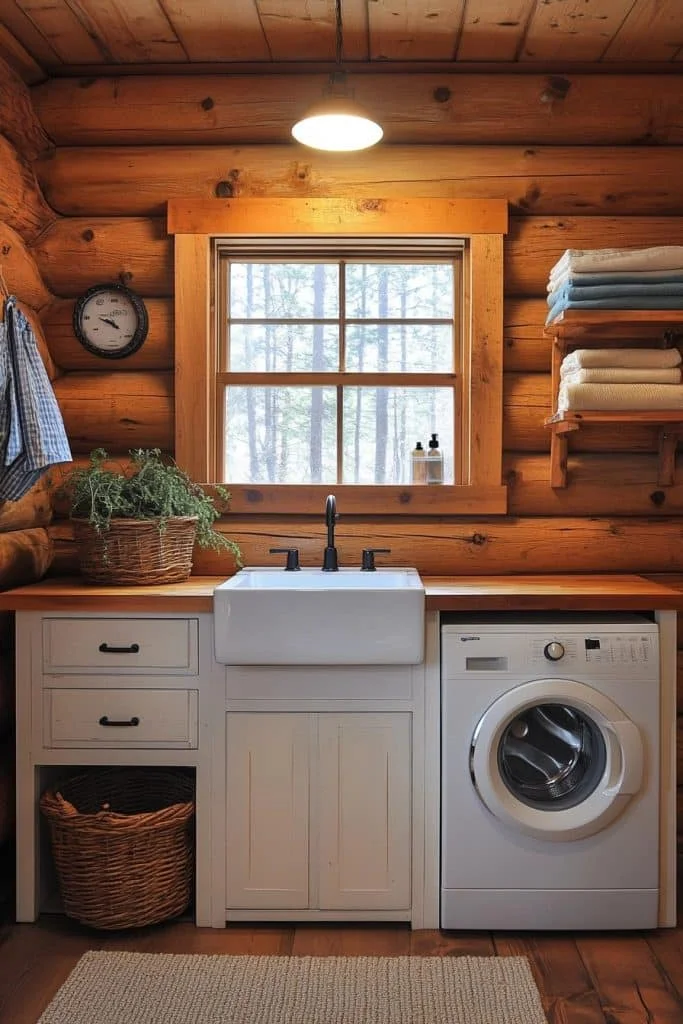 Functional Log Home Utility Room